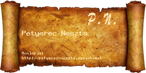 Petyerec Neszta névjegykártya